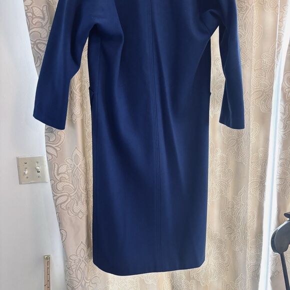 La Vogue Women's Large (no tag) Long ‎ Blue Coat  38 chest snug hip - Picture 14 of 16